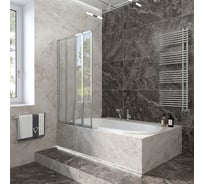 Шторка на ванну Veconi Palau PL-74L, 1200x1500, хром, стекло прозрачное PL74L-120-01-19C4