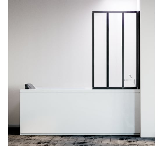 Шторка на ванну Veconi Palau PL-73BR, 900x1500, черный, стекло прозрачное PL73BR-90-01-19C4 1