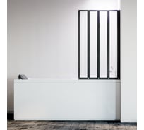 Шторка на ванну Veconi Palau PL-74BR, 1200x1500, черный, стекло прозрачное PL74BR-120-01-19C4