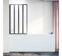 Шторка на ванну Veconi Palau PL-74BL, 900x1500, черный, стекло прозрачное PL74BL-90-01-19C4