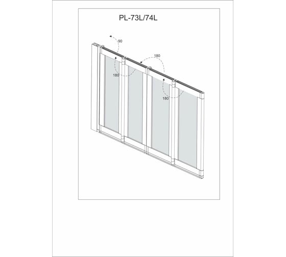 Шторка на ванну Veconi Palau PL-74BL, 900x1500, черный, стекло прозрачное PL74BL-90-01-19C4