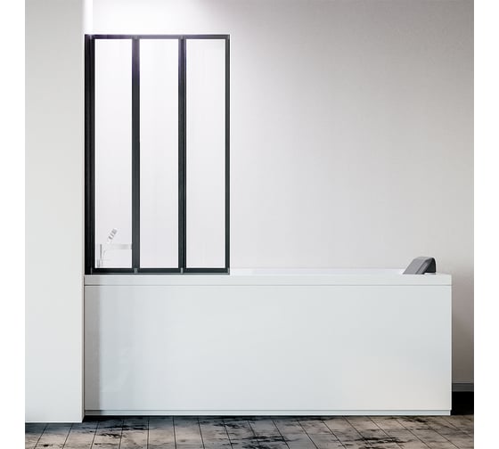 Шторка на ванну Veconi Palau PL-73BL, 900x1500, черный, стекло прозрачное PL73BL-90-01-19C4 1