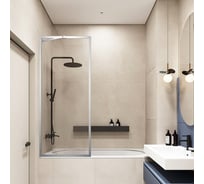 Шторка на ванну Veconi Palau PL-85, 700x1500, хром, стекло прозрачное PL85-70-01-C7