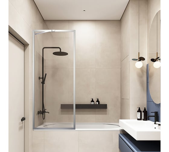 Шторка на ванну Veconi Palau PL-85, 700x1500, хром, стекло прозрачное PL85-70-01-C7 1