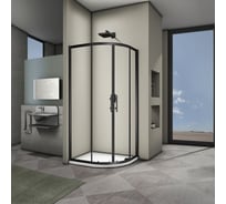 Душевой угол Veconi Rovigo RV-07B, 900x900x1900, черный, стекло прозрачное RV07B-90-01-C3