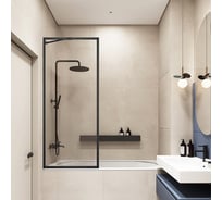 Шторка на ванну Veconi Palau PL-85B, 800x1500, черный, стекло прозрачное PL85B-80-01-C7