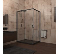 Душевой угол Veconi Rovigo RV-14, 1000x800x1950, черный, стекло прозрачное RV14-10080-01-C5