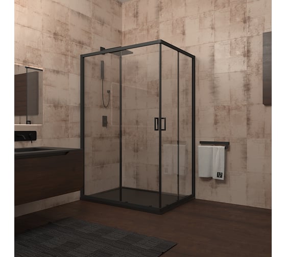 Душевой угол Veconi Rovigo RV-14, 1000x800x1950, черный, стекло прозрачное RV14-10080-01-C5 1