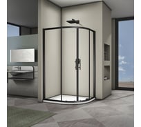 Душевой угол Veconi Rovigo RV-08B, 1000x900x1900, черный, стекло прозрачное RV08B-10090-01-C3