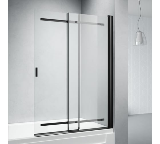Шторка на ванну Veconi Palau PL-88B, 1000x1400, черный, стекло прозрачное PL88B-100-01-C8 1