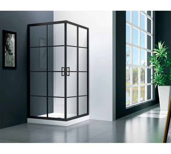 Душевой угол Veconi Rovigo RV-09, 800x800x1950, черный, стекло прозрачное RV09-80-01-C7 1