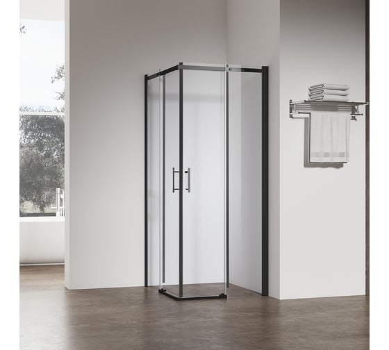 Душевой угол Veconi Rovigo RV-50B, 1200x900x1900, черный, стекло прозрачное RV50B-12090-01-C8 1
