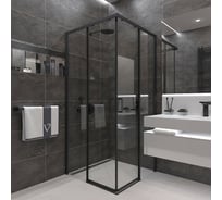 Душевой угол Veconi Rovigo RV-47B, 1000x1000x1950, черный, стекло прозрачное RV47B-100-01-C4