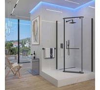 Душевой угол Veconi Rovigo RV-36B, 900x900x1950, черный, стекло прозрачное RV36B-90-01-C5