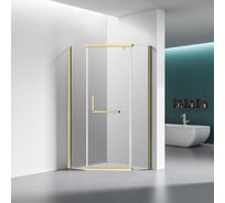 Душевой угол Veconi Rovigo RV-36G, 900x900x1950, брашированное золото, стекло прозрачное RV36G-90-01-C5