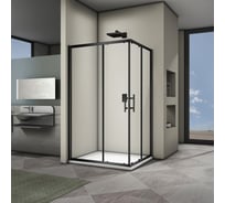 Душевой угол Veconi Rovigo RV-30B, 1000x900x1900 черный, стекло прозрачное RV30B-10090-01-C3