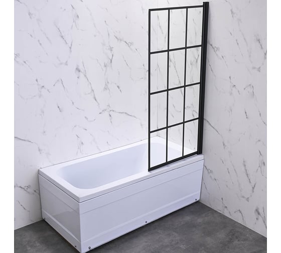 Шторка на ванну Veconi Palau PL-77R, 900x1500, черный, стекло прозрачное PL77R-90-01-C6 1