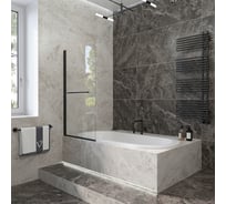 Шторка на ванну Veconi Palau PL-79B, 700x1500, черный, стекло прозрачное PL79B-70-01-C4