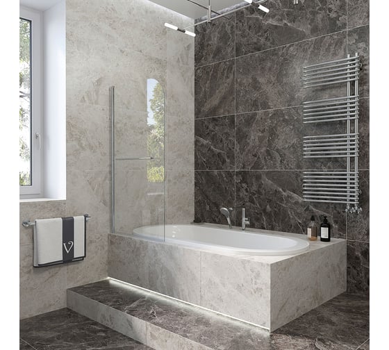 Шторка на ванну Veconi Palau PL-79, 900x1500, хром, стекло прозрачное PL79-90-01-C4