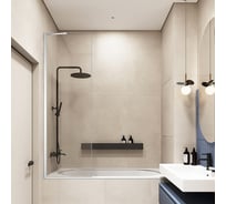 Шторка на ванну Veconi Palau PL-84, 1000x1500, хром, стекло прозрачное PL84-100-01-C7