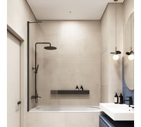 Шторка на ванну Veconi Palau PL-84B, 1000x1500, черный, стекло прозрачное PL84B-100-01-C7