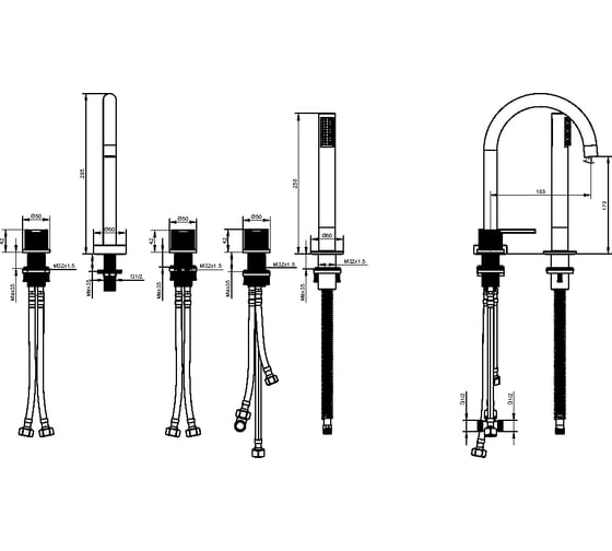 Смеситель на борт ванны Maxonor PURE LIFE PL1287-7