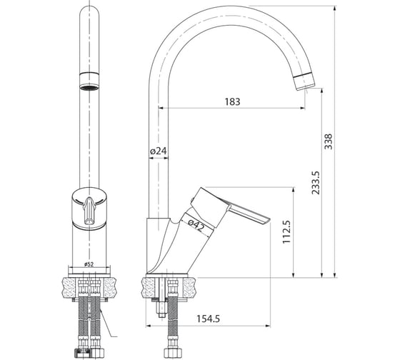 Смеситель для кухни IDDIS, Kitchen Line, K11SB0Ji05