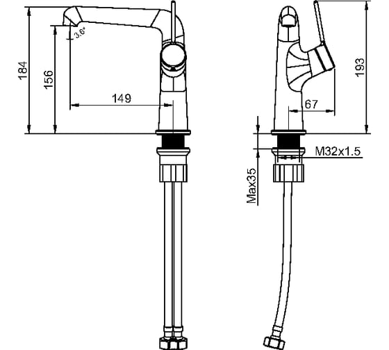 Смеситель для раковины Maxonor PURE LIFE PL1094-6