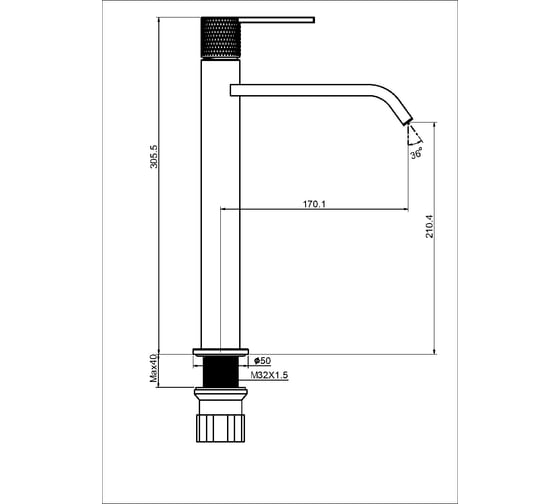 Смеситель для раковины Maxonor PURE LIFE высокий PL1184-9