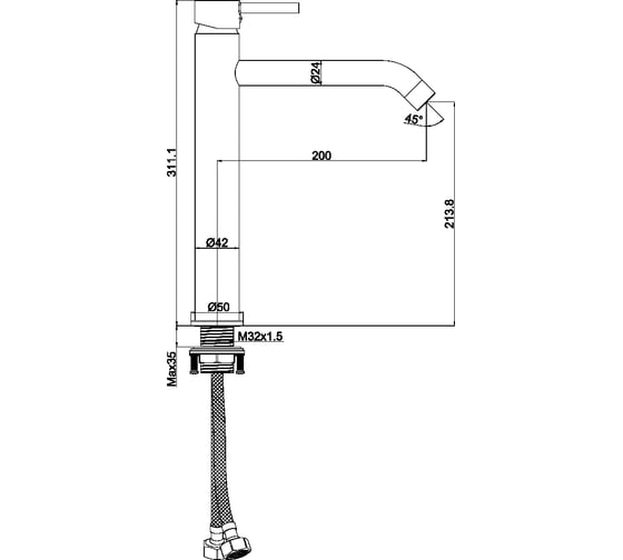 Смеситель для раковины Maxonor PURE LIFE высокий PL1187-8