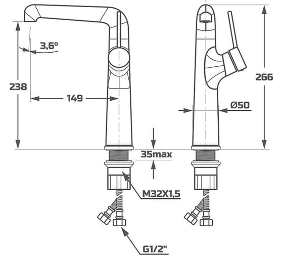 Смеситель для раковины Maxonor PURE LIFE PL1194-16