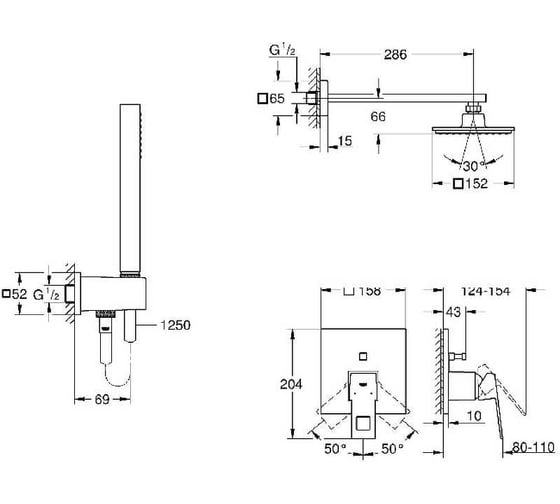 Набор для душа Grohe Eurocube 119698 00000077887