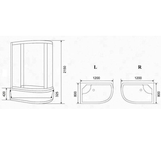 Душевая кабина Parly EB1221R 120x80см высокий поддон, профиль белый, стекло жемчужное 9139