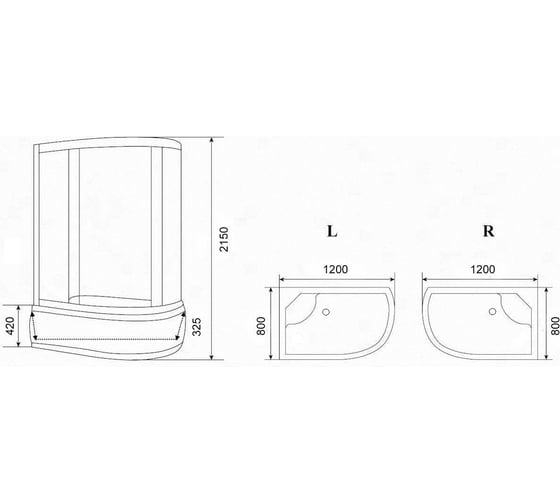 Душевая кабина Parly EF1221L 120x80см профиль белый стекло матовое 9138