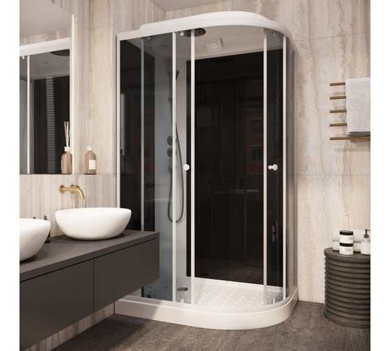 Душевая кабина Parly EC1231L 80x120см низкий поддон, стекла тонированные, профиль белый 9200