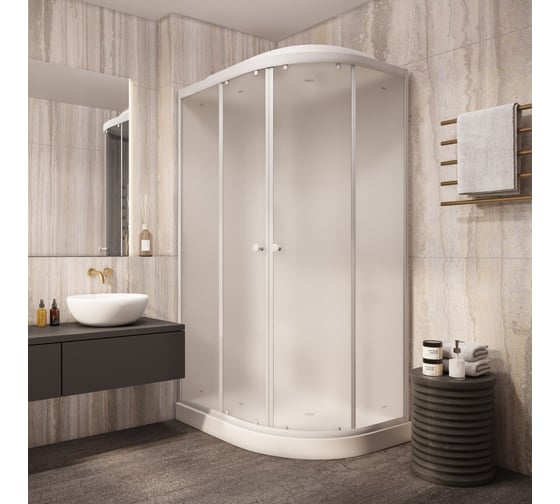 Душевая кабина Parly EF1231L 80x120см низкий поддон профиль белый стекло матовое 9367
