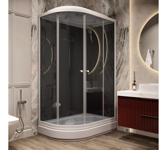 Душевая кабина Parly CM121R 120x80см высокий поддон профиль белый стекло тонированное 7861