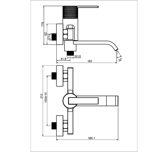 Смеситель для ванны Maxonor PURE LIFE PL3284-6