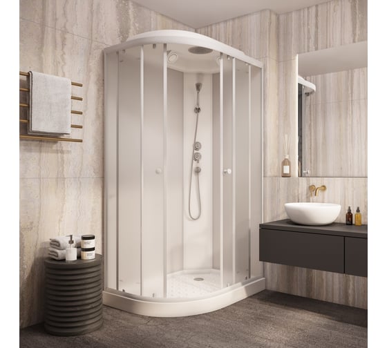 Душевая кабина Parly EF1231R 80x120см низкий поддон профиль белый стекло матовое 9368