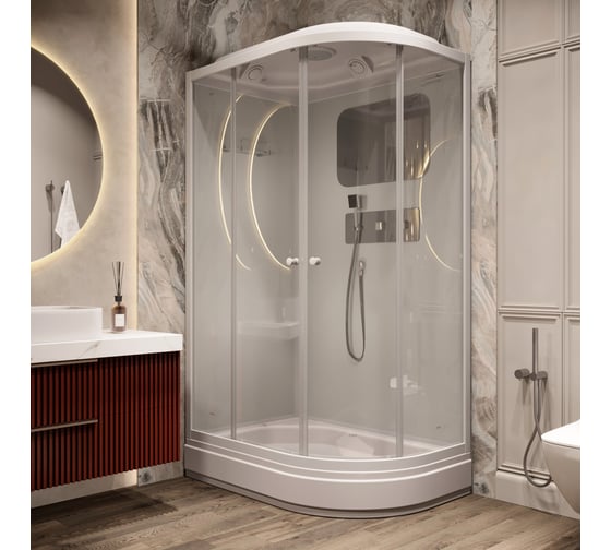 Душевая кабина Parly BMM120L 120x80см высокий поддон профиль белый стекло прозрачное 7291