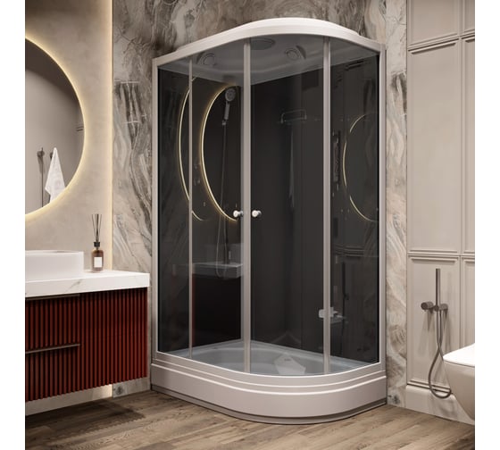 Душевая кабина Parly CM121L 120x80см высокий поддон, профиль белый, стекло тонированное 7860