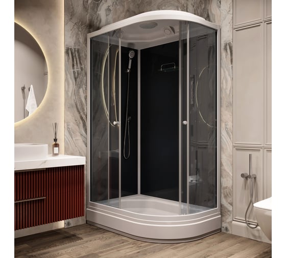 Душевая кабина Parly CM121L 120x80см высокий поддон, профиль белый, стекло тонированное 7860