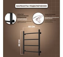 Электрический полотенцесушитель Маргроид Лина П4 50x60 с таймером, черн мат 4690569008447 ЦБ-00266762