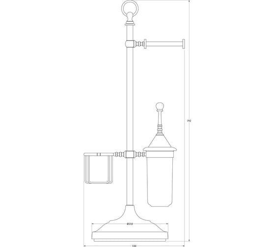 Стойка с 3-мя аксессуарами для туалета 3SC 80 cm фарфор; античная бронза STI 534