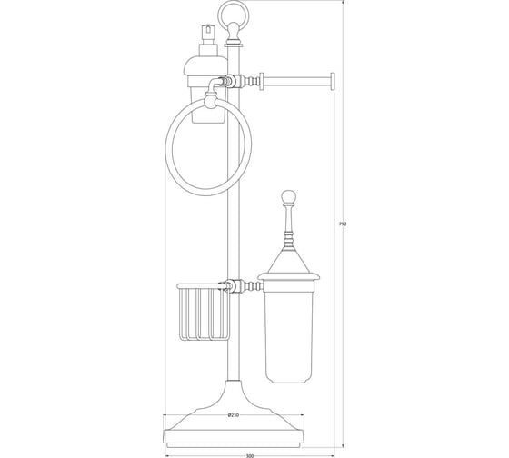Стойка с 5-ю аксессуарами для туалета с биде 3SC 80 cm фарфор; хром STI 035