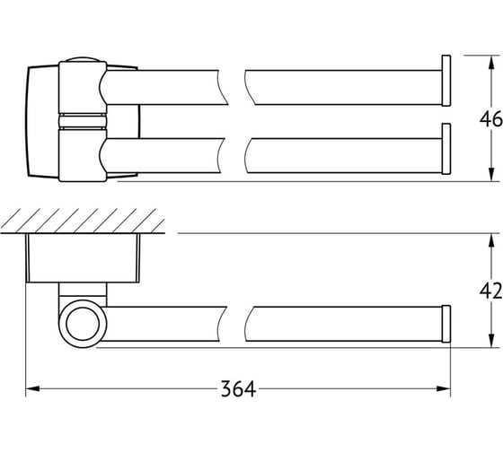 Поворотный двойной держатель полотенец FBS 37 cm хром ESP 044