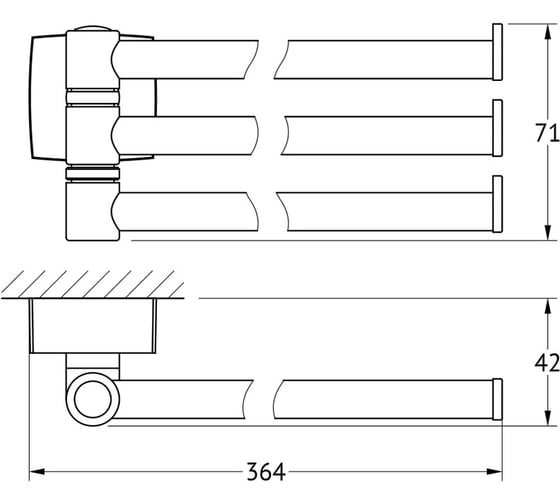 Поворотный тройной держатель полотенец FBS 37 cm хром ESP 045