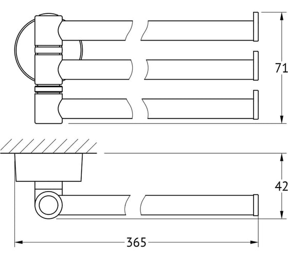 Поворотный тройной держатель полотенец FBS 37 cm хром NOS 045