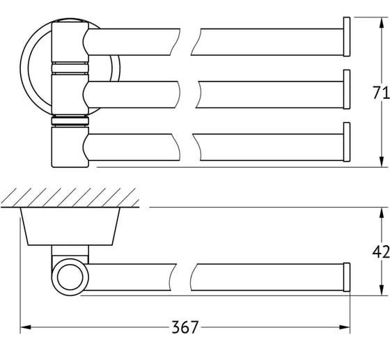 Поворотный тройной держатель полотенец FBS 37 cm хром VIZ 045