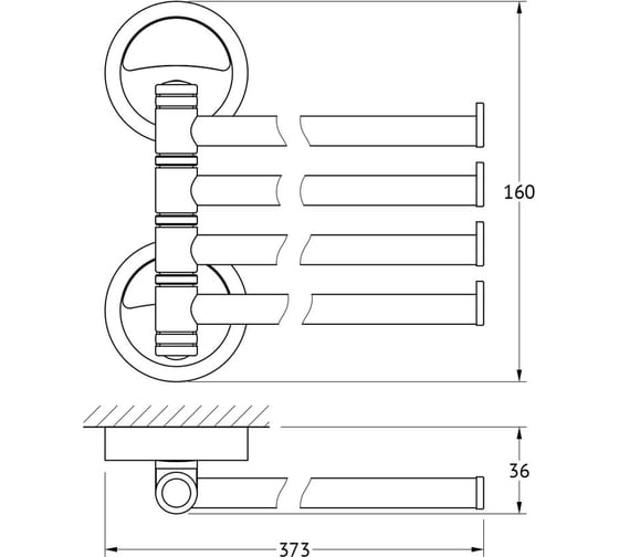 Поворотный четверной держатель полотенец FBS 37 cm хром ELL 046